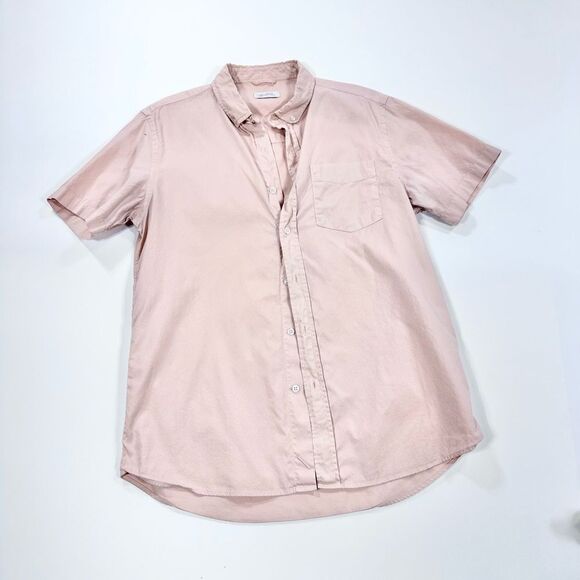 Saturdays New York salmon short sleeve button down shirt - Picture 1 of 10